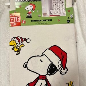Peanuts Snoopy and Woodstock Holiday Shower Curtain
